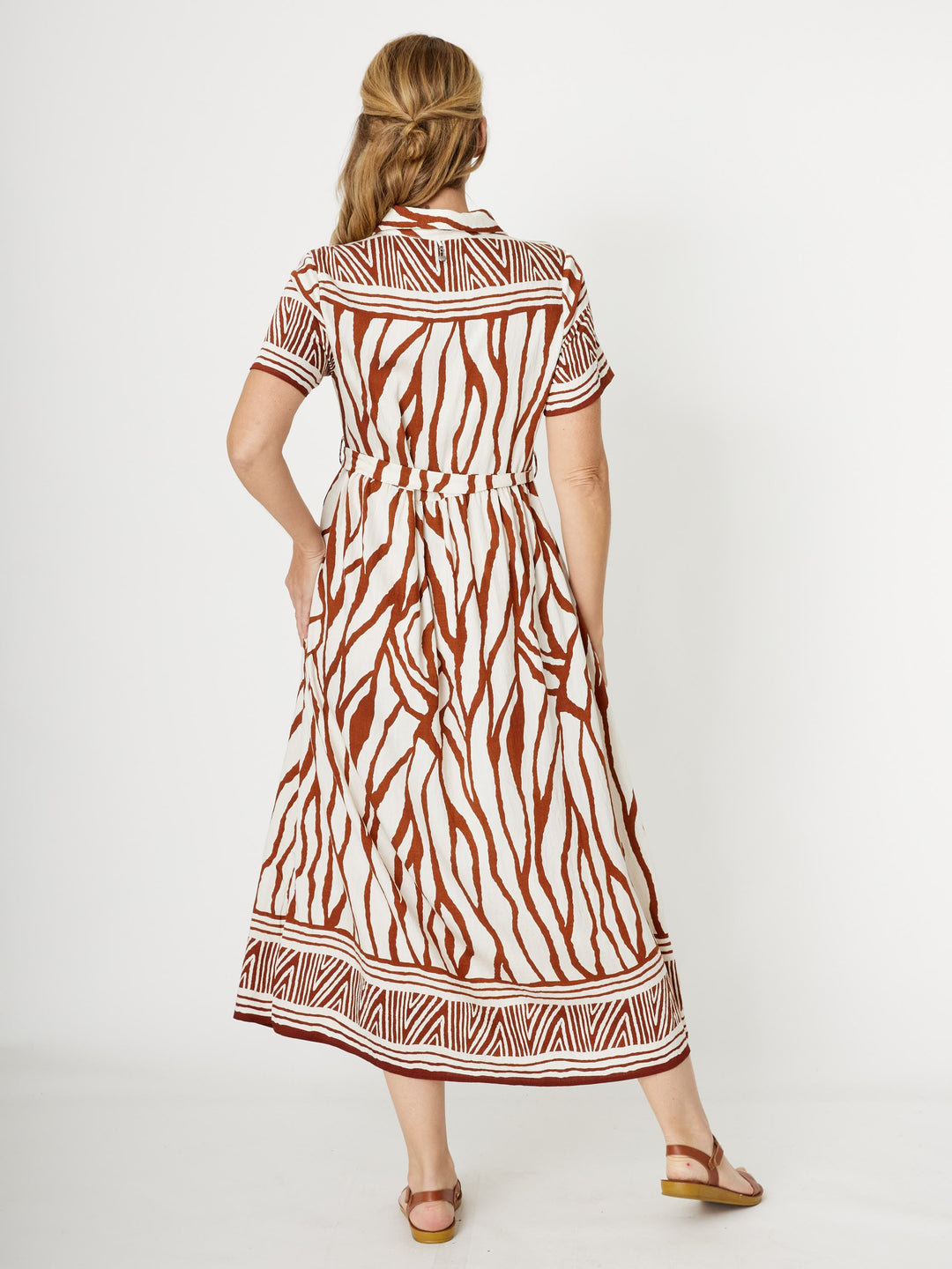 Border Shirt Maker Dress - Choc - 31970
