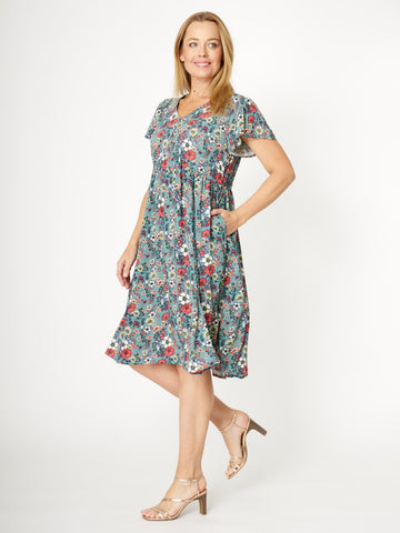 Flounce Rayon Dress - Floral -  31990 - All