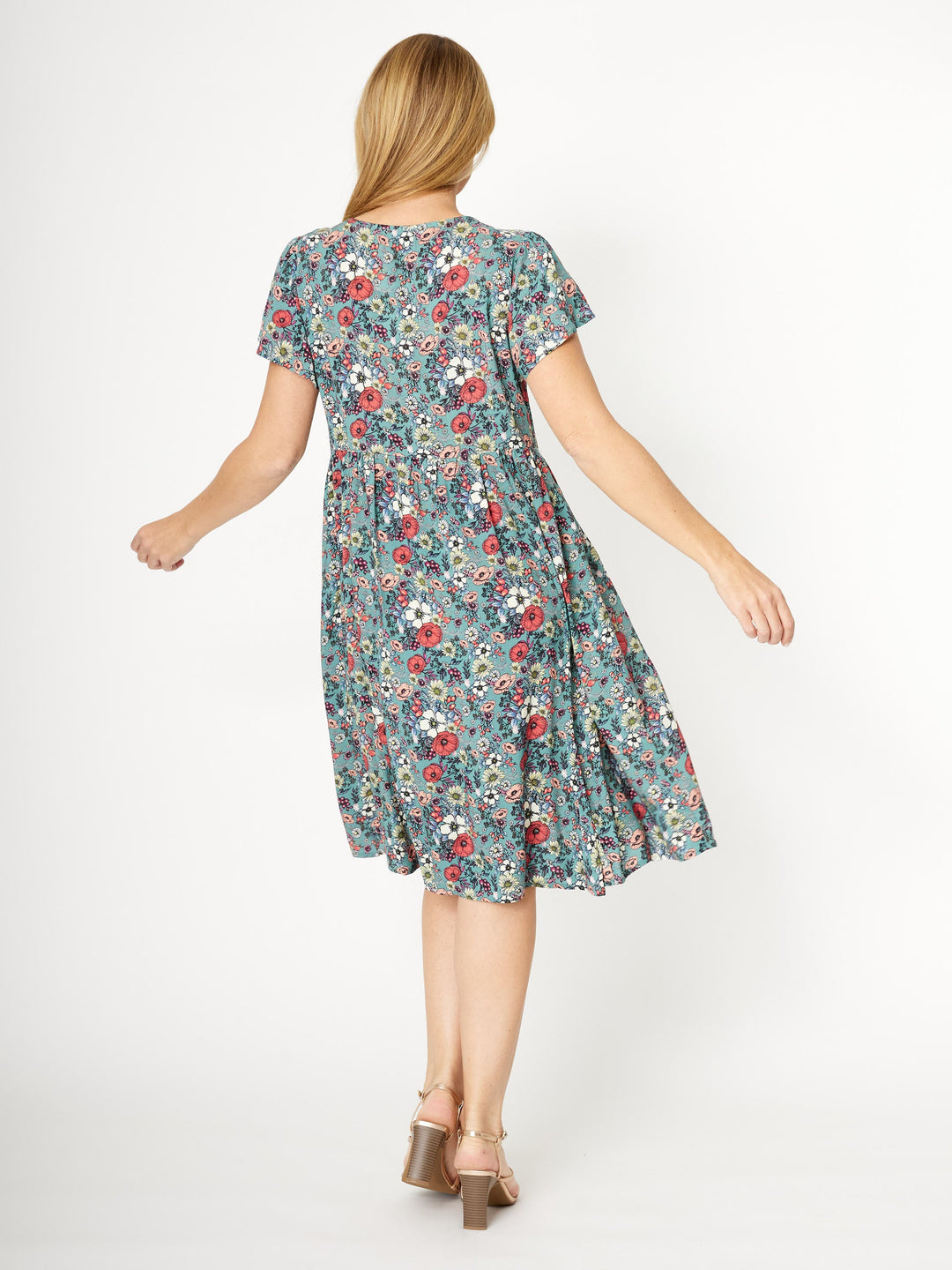 Flounce Rayon Dress - Floral -  31990
