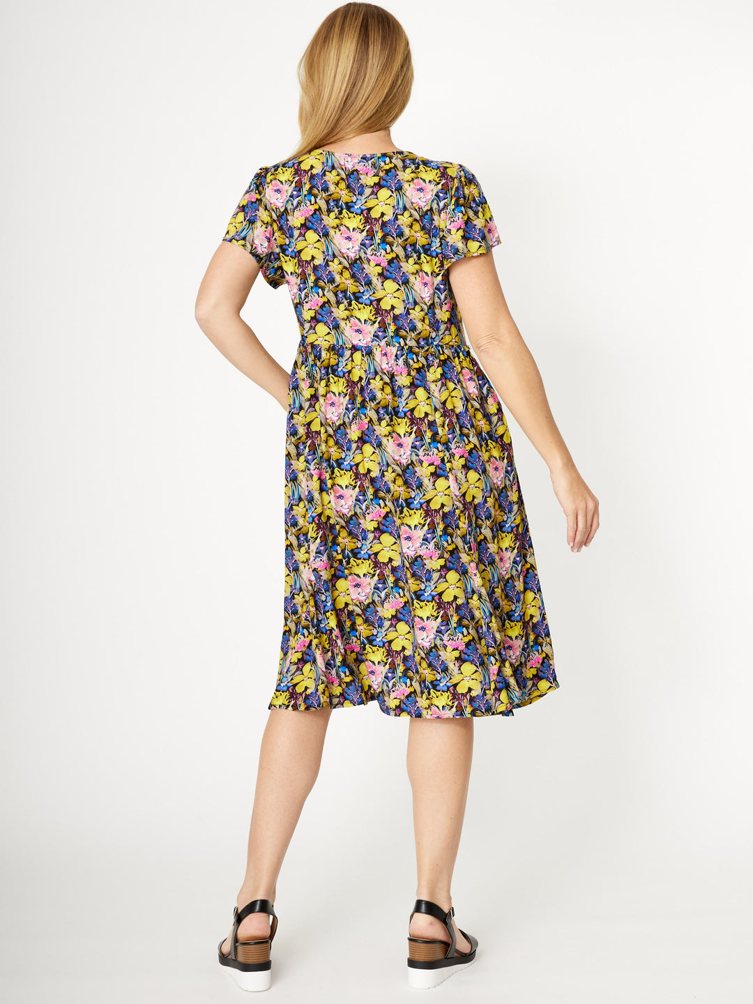 Flounce Rayon Dress -Flower -  31990