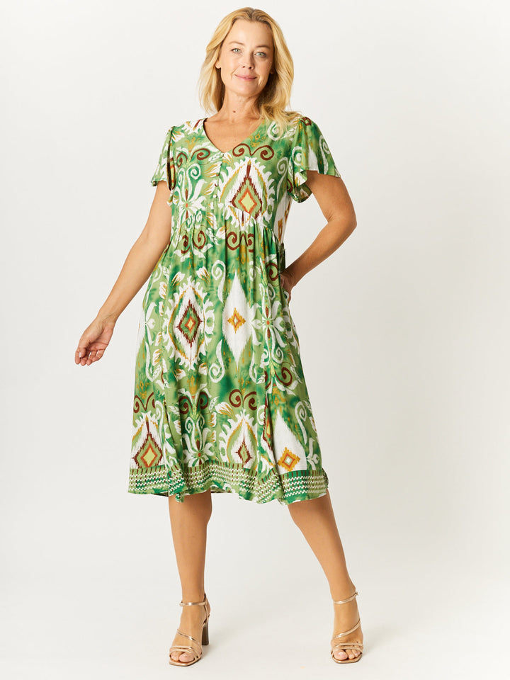 Flounce Rayon Dress -Sage- 31990