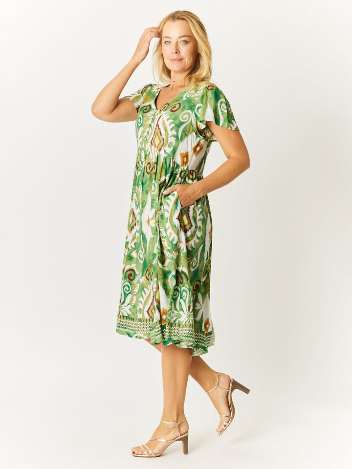 Flounce Rayon Dress -Sage- 31990