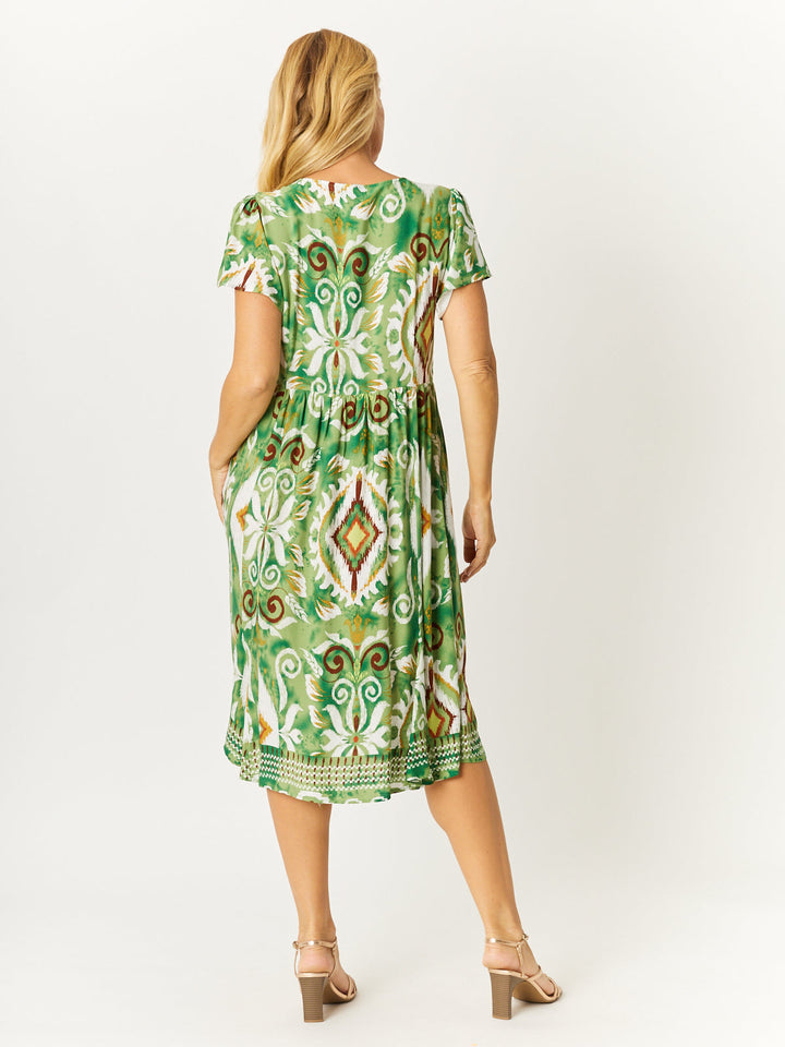 Flounce Rayon Dress -Sage- 31990