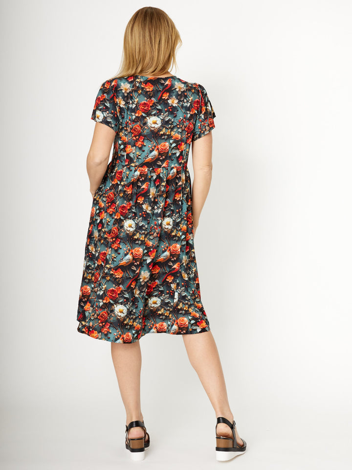 Flounce Rayon Dress - Red - 31990