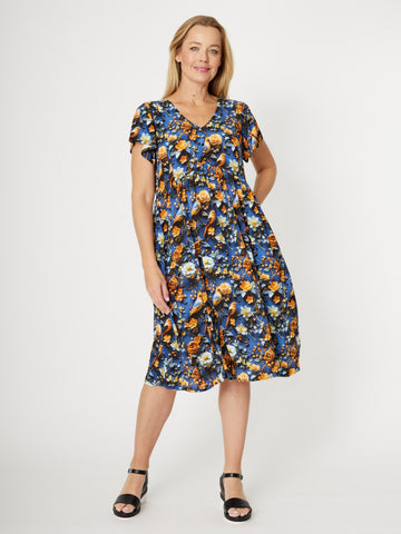 Flounce Rayon Dress - Royal - 31990 - All