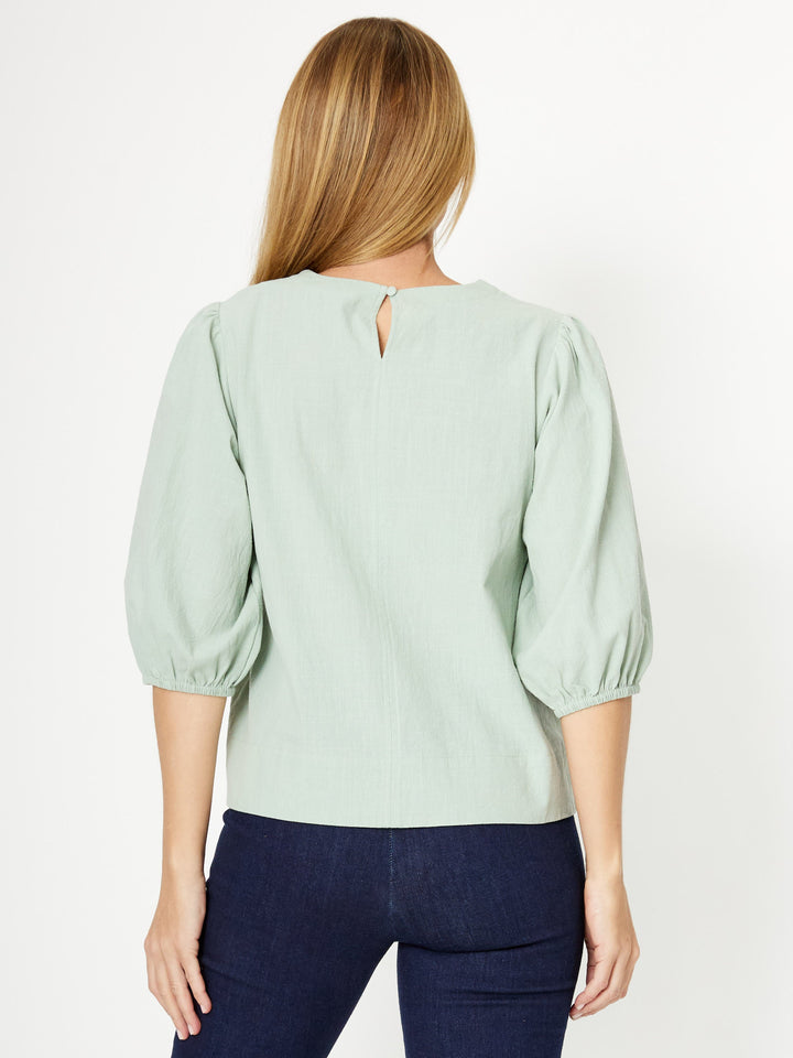 Cotton Balloon Sleeve Top- Mint- 31992