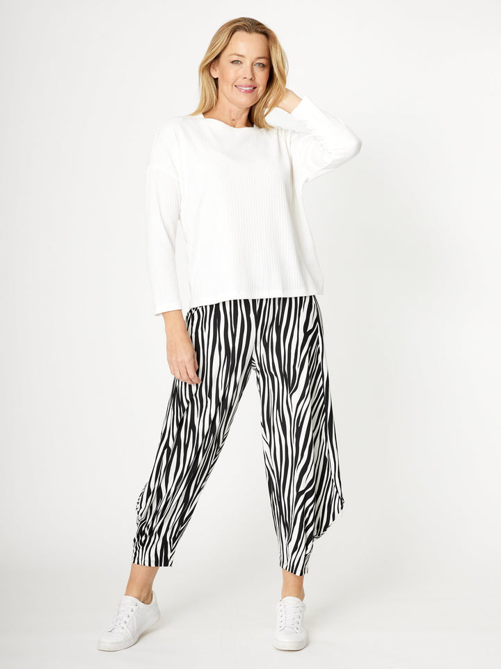 Long Sleeve Knit Top - White - 32015