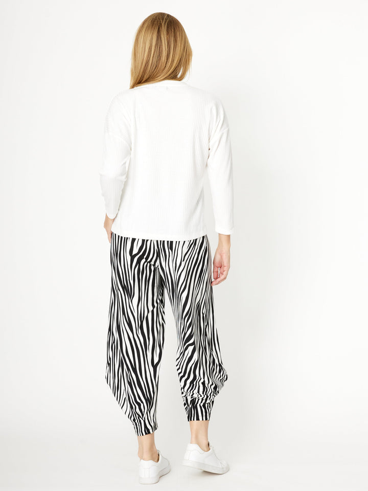 Long Sleeve Knit Top - White - 32015