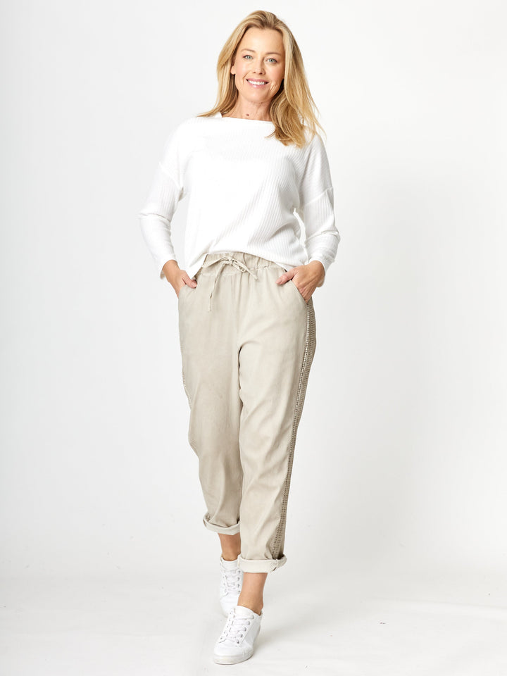 Long Sleeve Knit Top - White - 32015