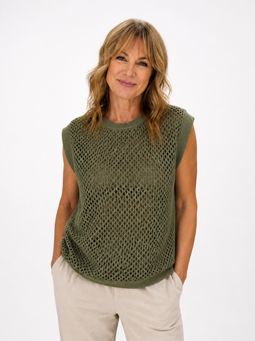 Open Knit Tank - Khaki - 33026 - 