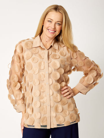 Organza Spot Shirt - Latte - 32041 - 