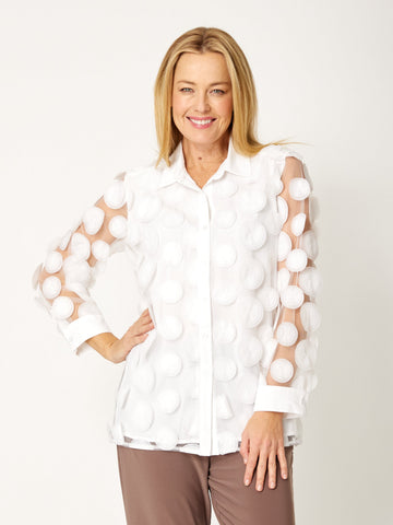 Organza Spot Shirt - White- 32041 - 