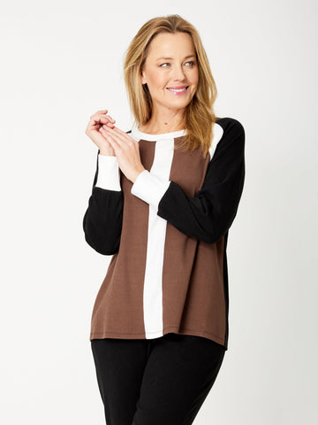 Weekend Splice Top - Toffee/Black- 32050 - ZERO QTY ITEMS