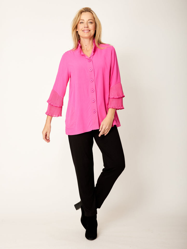 Double Ruffle Core Shirt- Hotpink- 32056