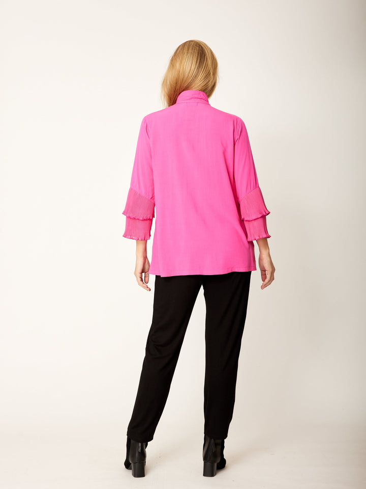 Double Ruffle Core Shirt- Hotpink- 32056