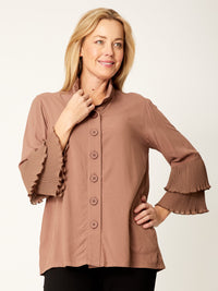 Double Ruffle Core Shirt- Latte - 32056