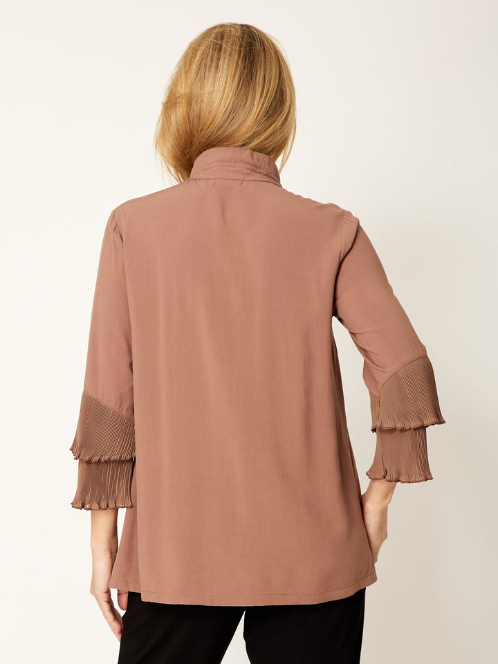 Double Ruffle Core Shirt- Latte - 32056