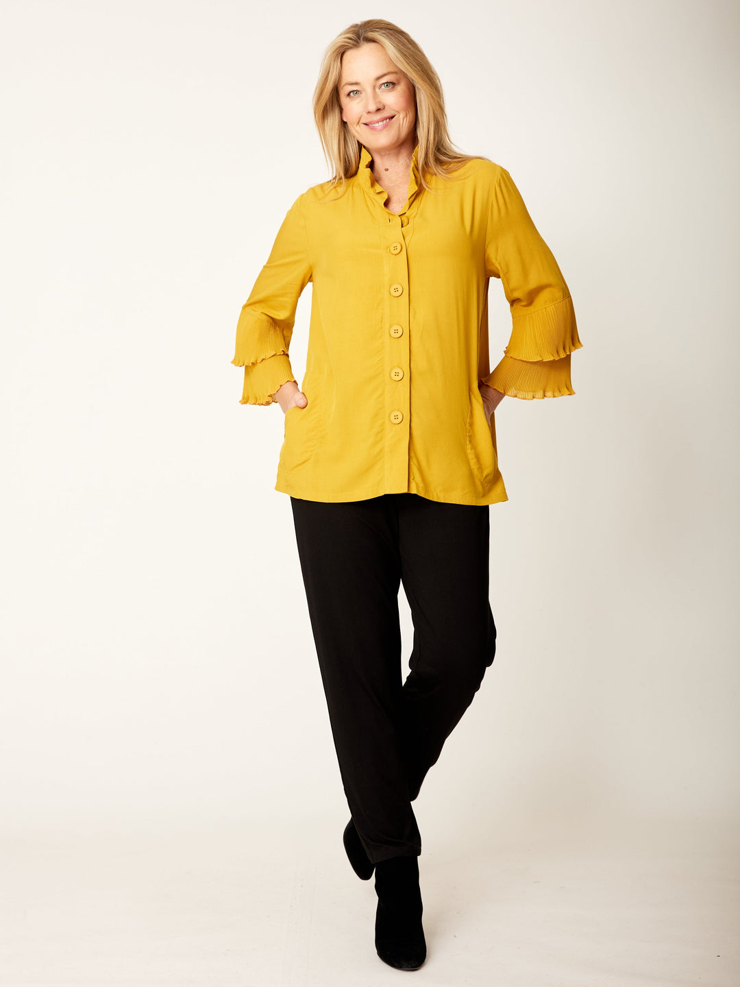 Double Ruffle Core Shirt- Mustard- 32056