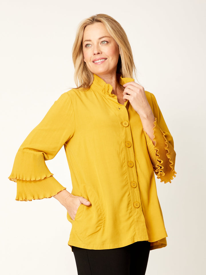 Double Ruffle Core Shirt- Mustard- 32056