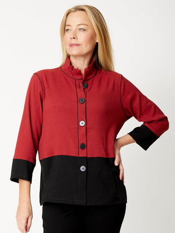 Mayhem Spliced Shacket - Shiraz/Black- 32060 - Shirt/Blouse