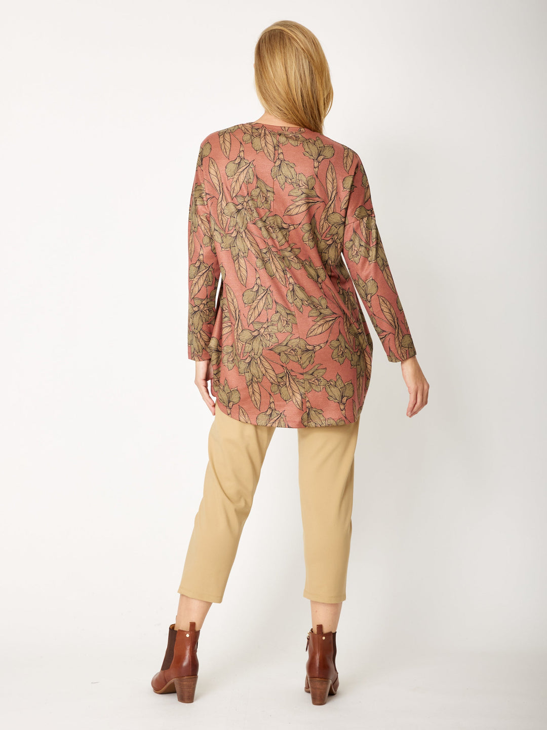 Paper Print Bounce Top - 32109 -  Cinnamon