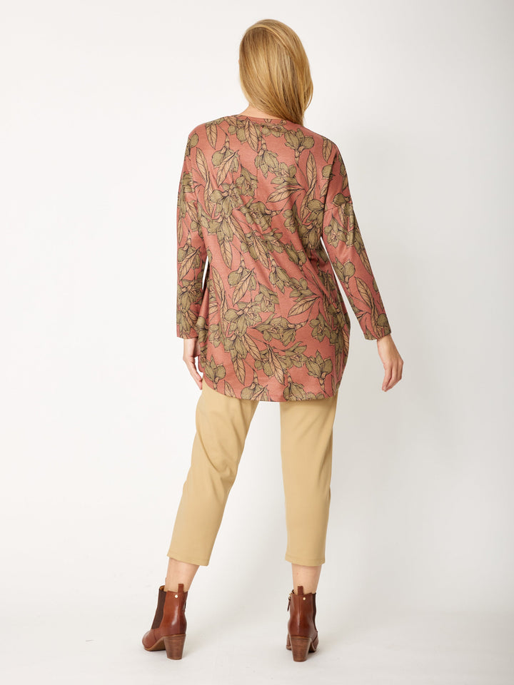 Paper Print Bounce Top - 32109 -  Cinnamon