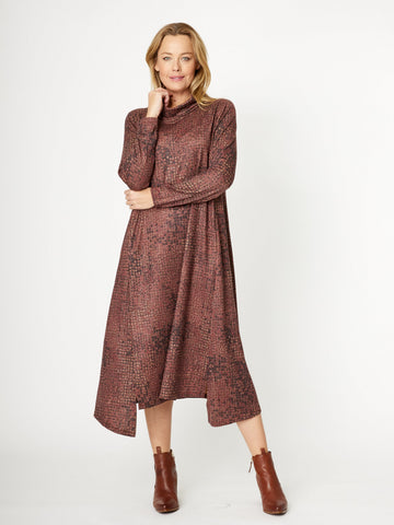 Margie Cowl Print Dress - Shiraz -32063 - 