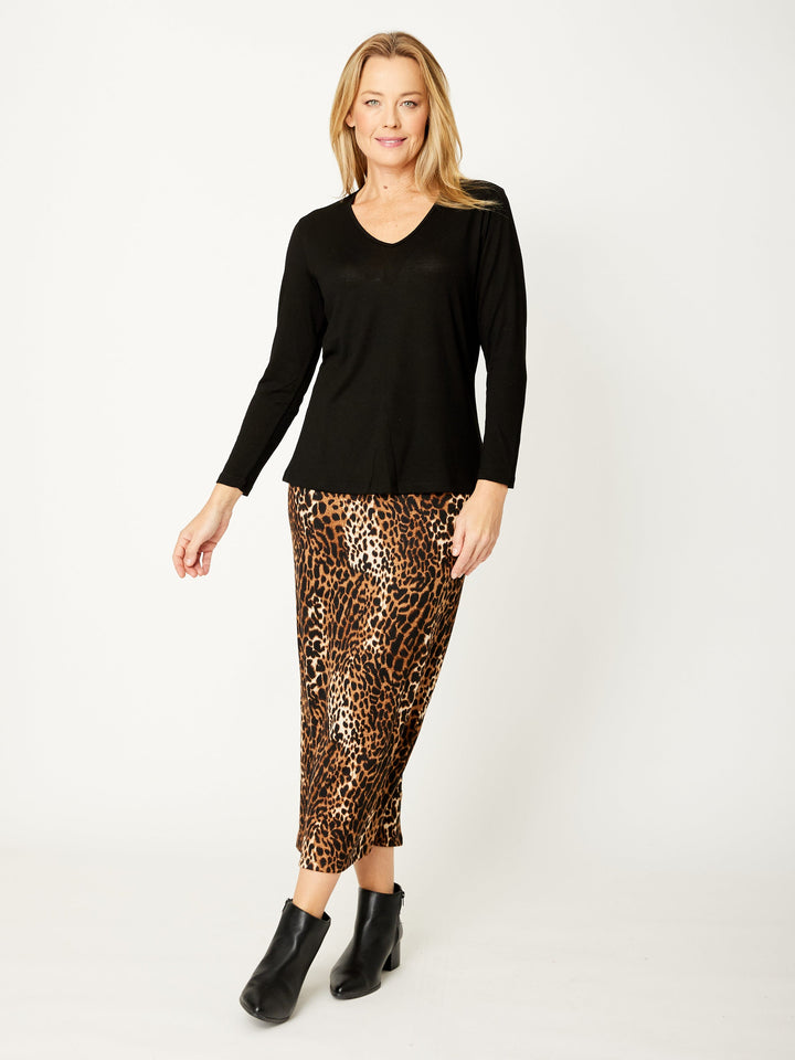 Pull On Knit Skirt - Animal - 32071