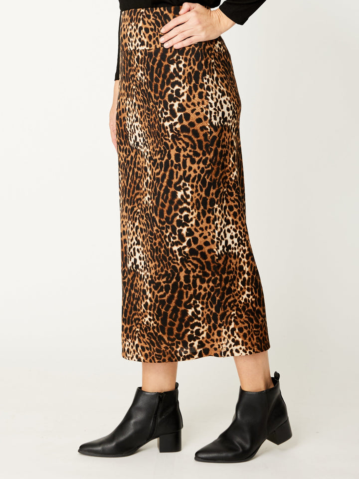 Pull On Knit Skirt - Animal - 32071