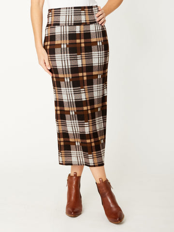 Pull On Knit Skirt - Choc - 32071 - Skirts