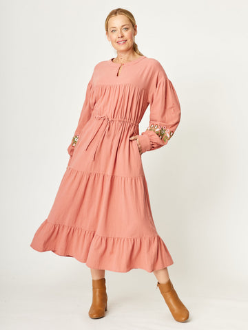 Folk Maxi Embroidered Dress - Rose - 32096 - 