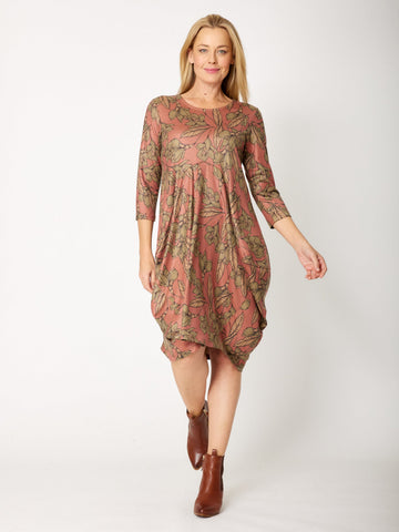 Paper Print Bounce Dress - Cinnamon - 32108 - 