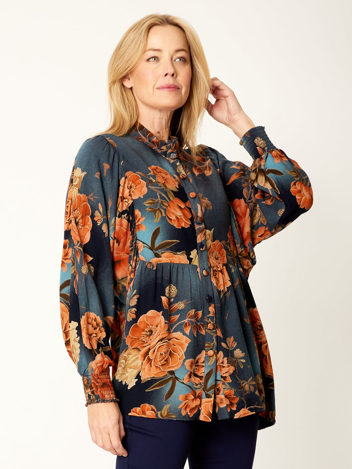 Floral Patch Tunic Shirt - Floral - 32116
