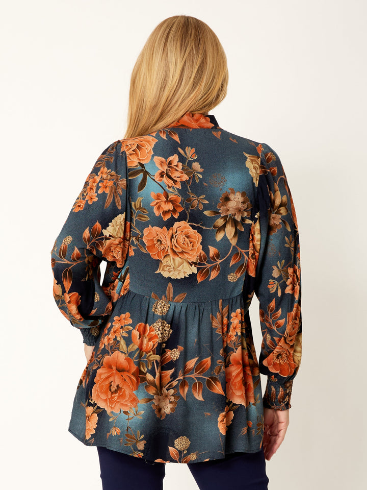 Floral Patch Tunic Shirt - Floral - 32116