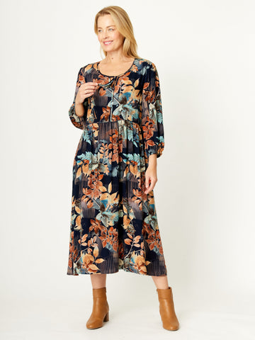 Floral Patch Print Dress - Earth - 32120 - 