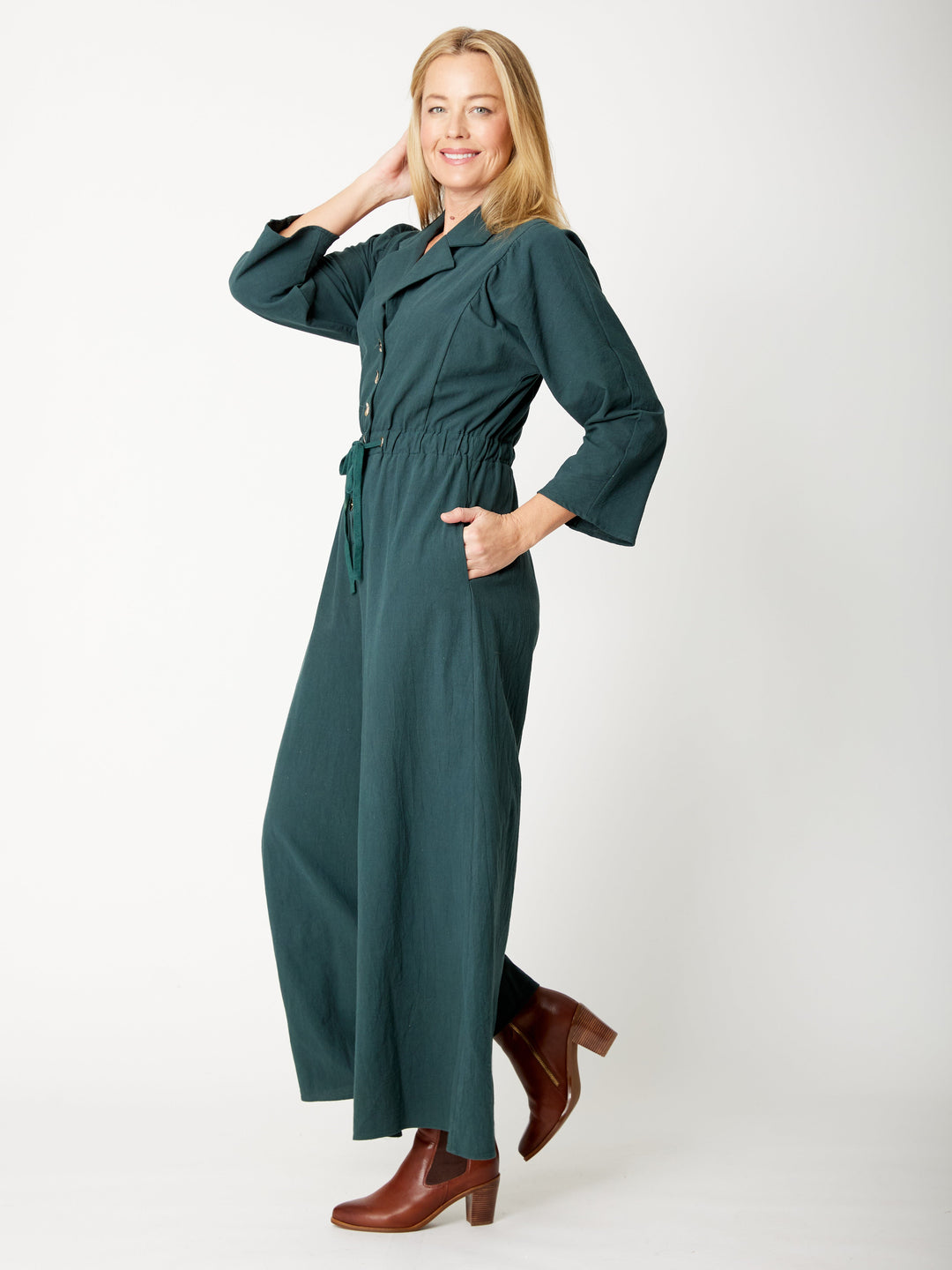 Upcycle  Cotton Jumpsuit - Forest -32122