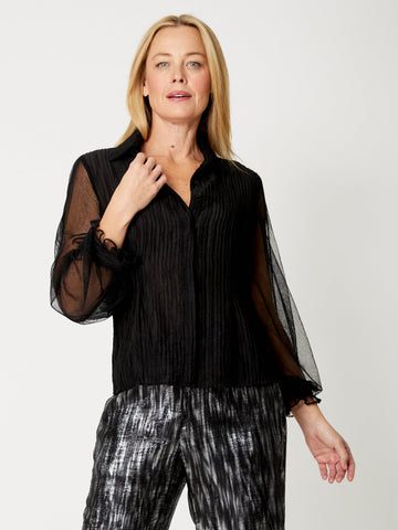 Crinkle Shirt Jacket - Black - 32151 - 