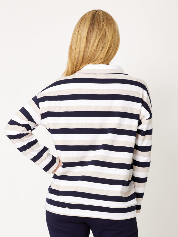 Stripe 1/2 Zip Leisure Top - Stripe- 32169