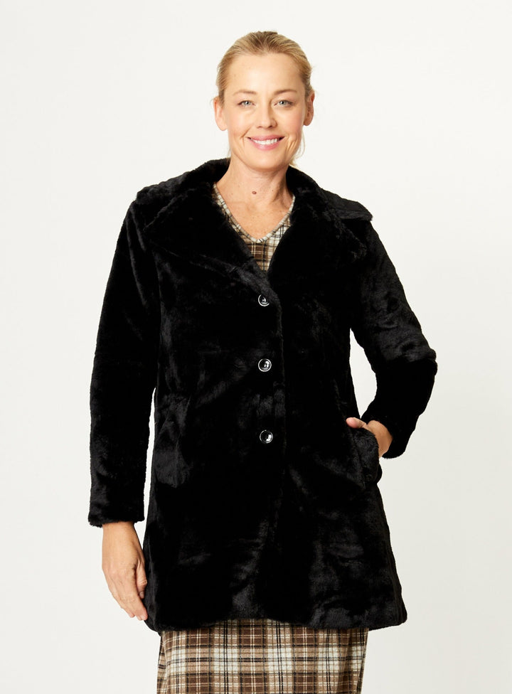Elsbeth Faux Fur Coat - Black - 32192