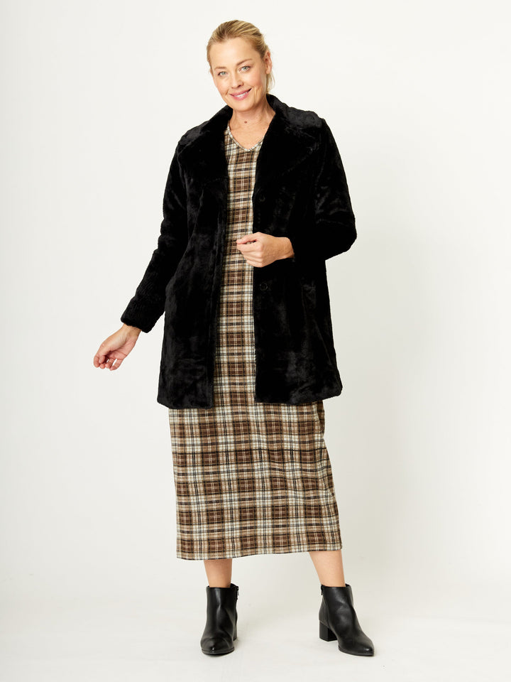 Elsbeth Faux Fur Coat - Black - 32192