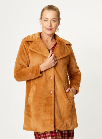 Elsbeth Faux Fur Coat - Camel - 32192 - Clothes for Senior & Elderly Women