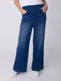 Pull On Faux Wide Jean - Denim -32201