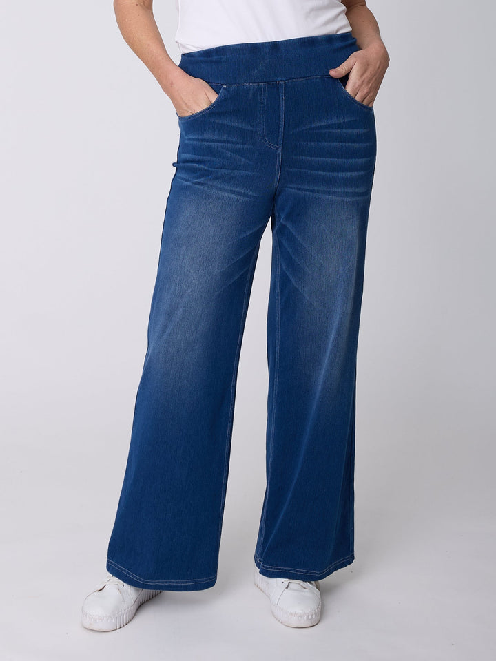 Pull On Faux Wide Jean - Denim -32201