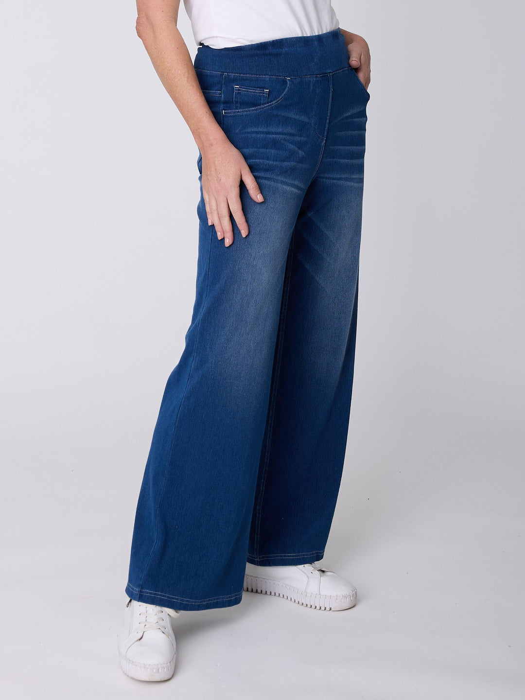 Pull On Faux Wide Jean - Denim -32201