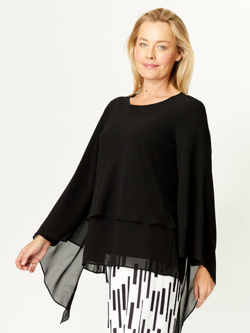 Tier Flutter Top - Black- 32208 - 