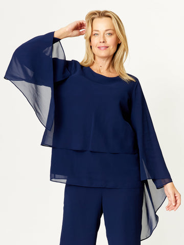 Tier Flutter Top - Navy - 32208 - 