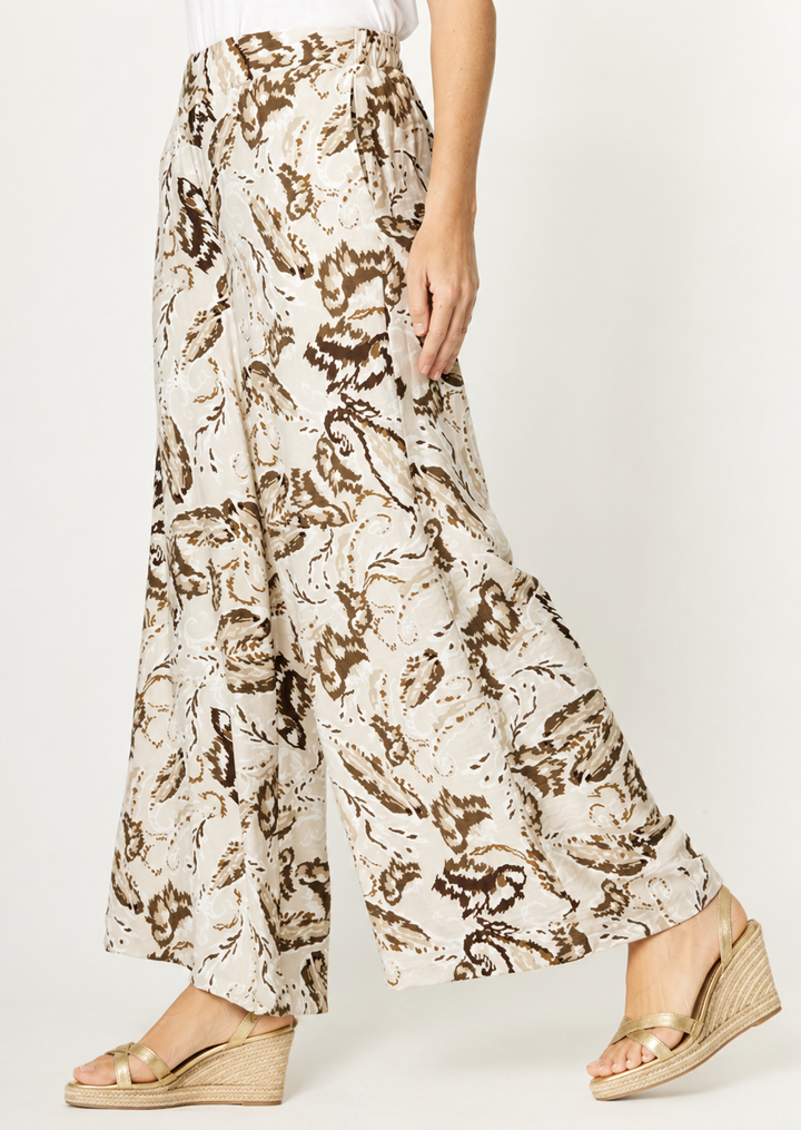 Print Season Wide Pant - Beige - 32214