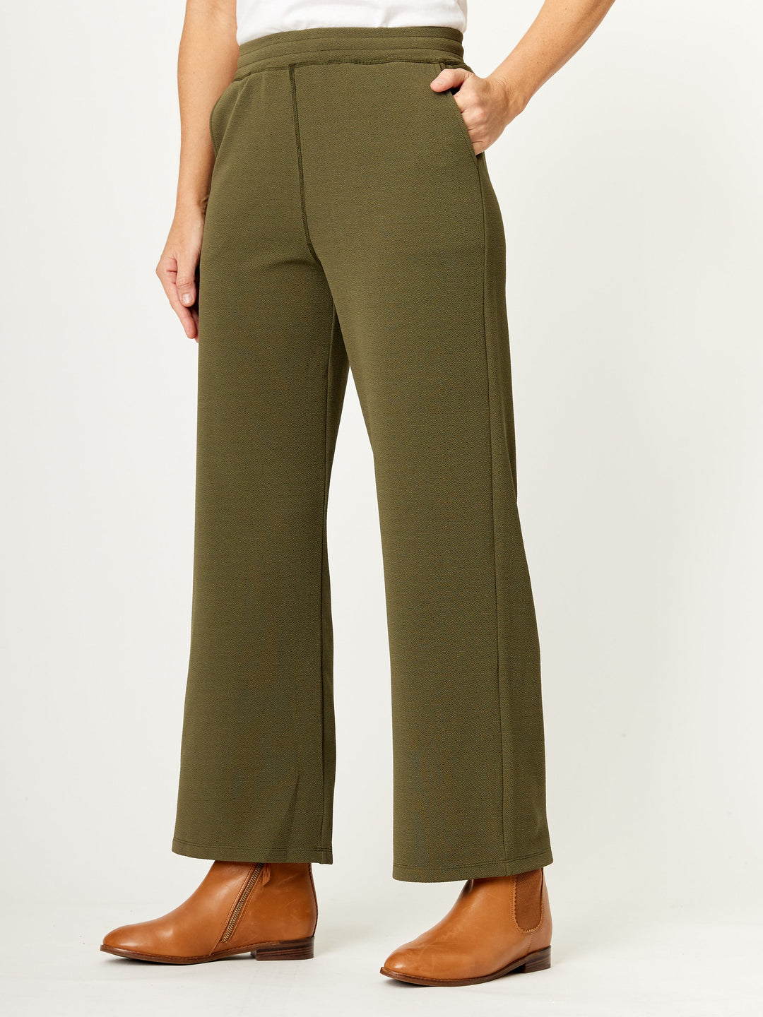 Textured Pant - Khaki- 32216