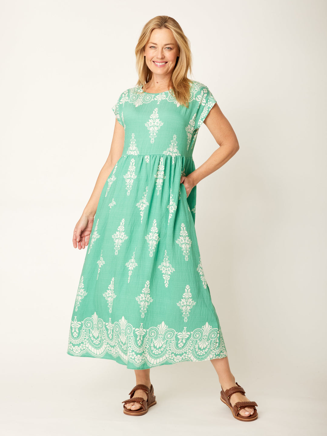 Border Dress - Mint - 32224