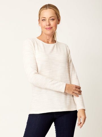 Bubble Pop Long Sleeve Top - Beige- 32232 - Luna Sky